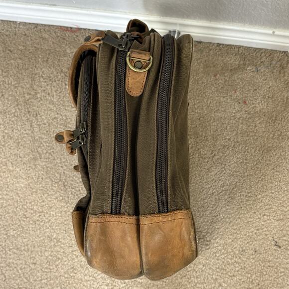 VINTAGE CABELA'S CANVAS & LEATHER Messenger Weekender Bag UPS Embroidered 16x12 - Picture 9 of 10